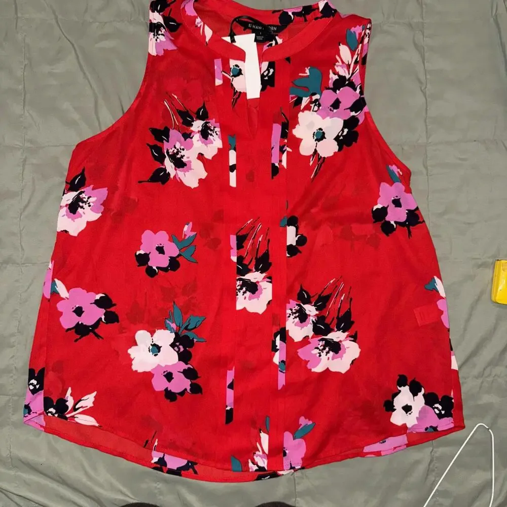 41 Hawthorn Lexie Floral Sleeveless Blouse, Women's Size L - Red Multi